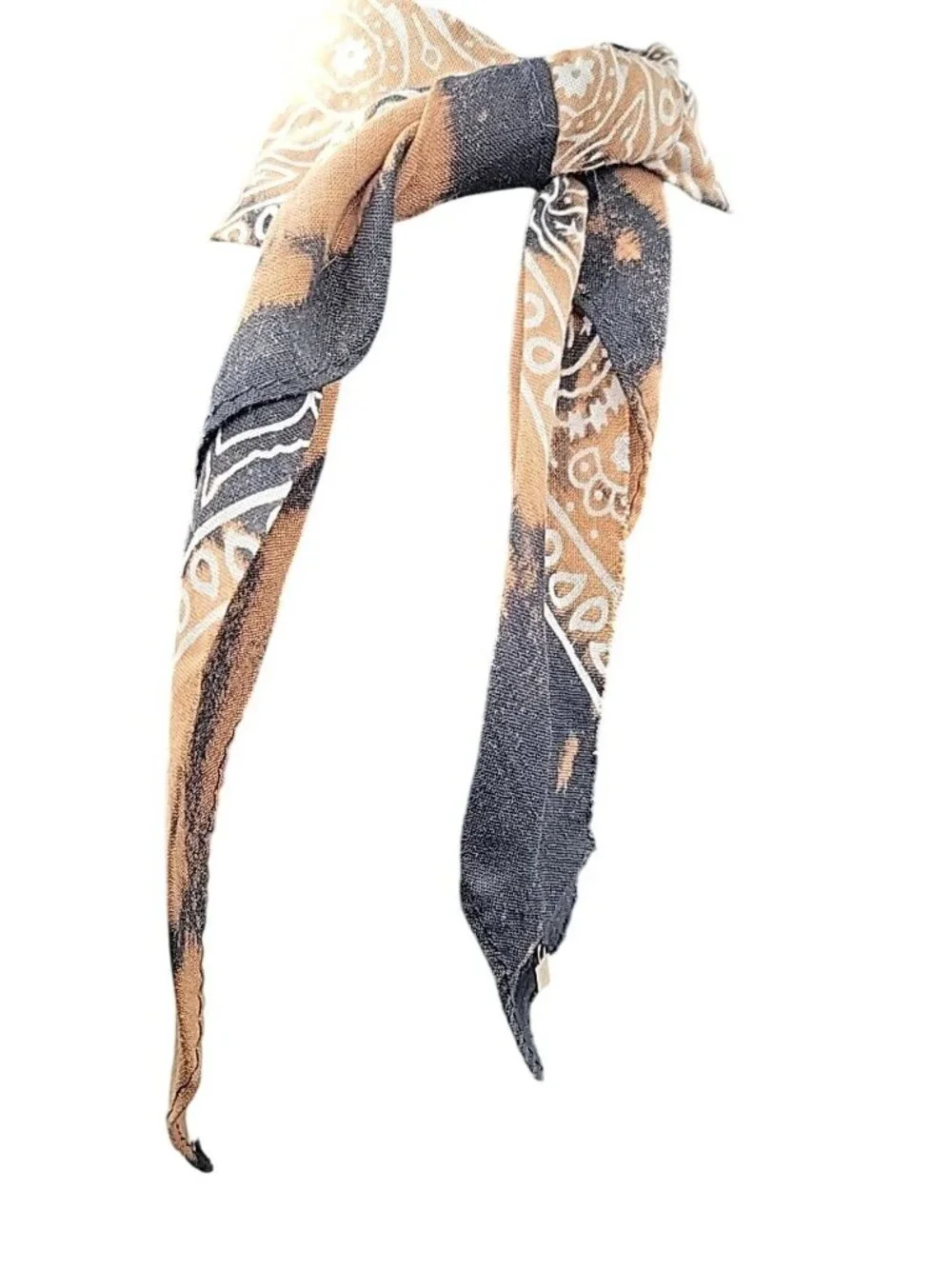 Dannijo Bandana Necklace Black Brown Print Silver Studs Fringe Boho Festival - Picture 7 of 13